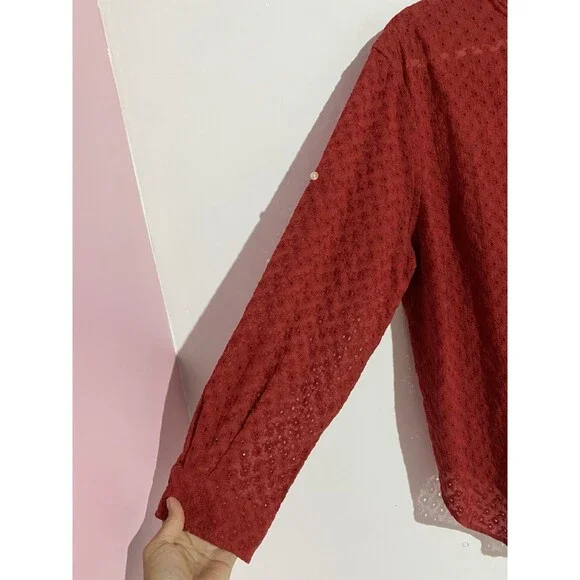 Vtg Ralph Lauren Button Up Top 2X Eyelet Beachy Minimalist Quite Luxury Coastal - Picture 8 of 11